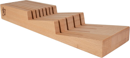 Drawer Knife Tray, 7 Slot Wooden Knife Holder, Genuine Beechwood