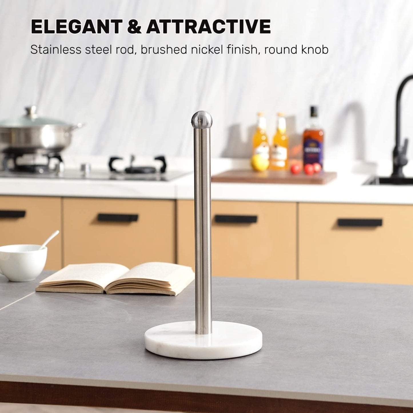 Paper Towel Holder with Sturdy Marble Base, Freestanding Paper Towel Holder Countertop