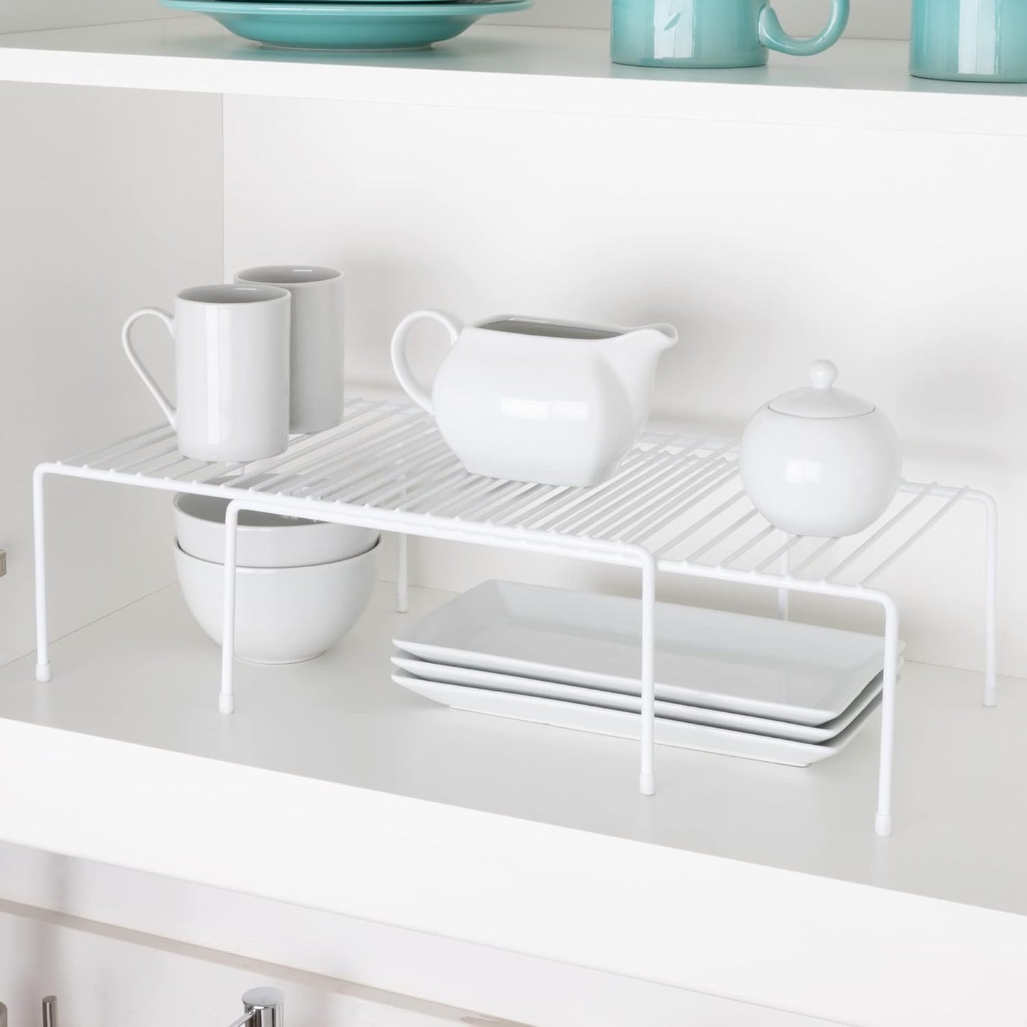 Kitchen Storage Expandable Shelf Rack w/ Scratch Resistant Feet - Steel - Rust Resistant Finish