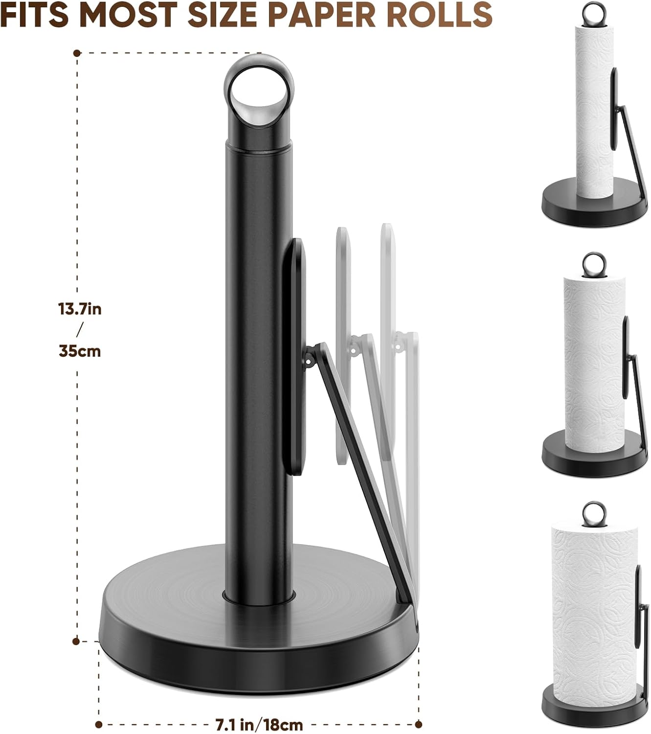 Heavy-Duty Stainless Steel Paper Towel Holder with Tension Arm – Easy One-Handed Tear