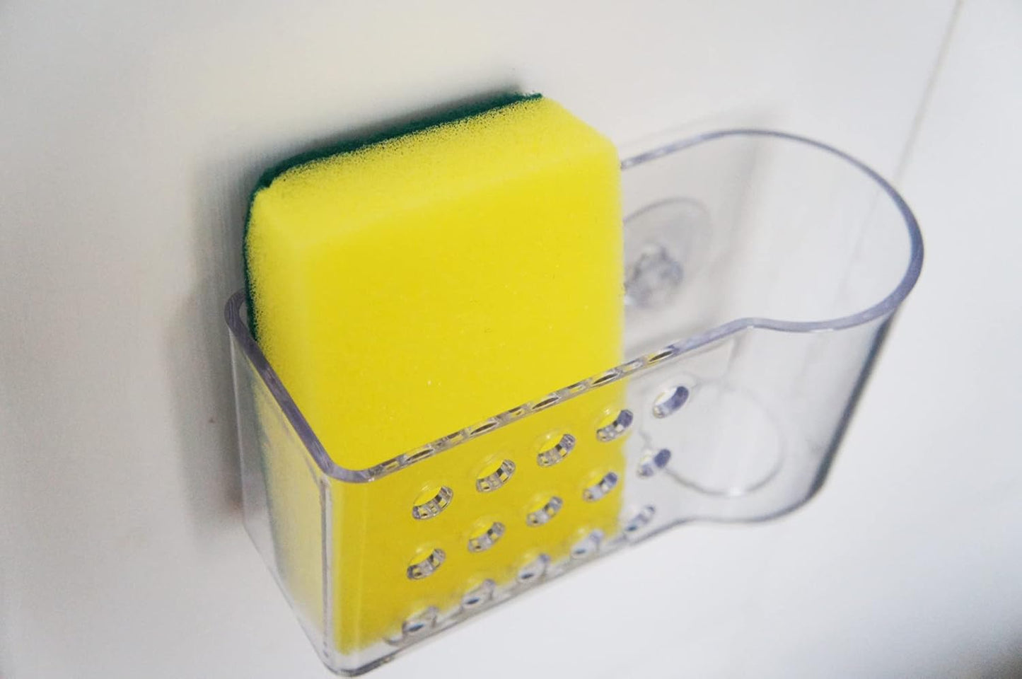 Sponge Holder for Kitchen Sink Suction,Plastic Sink Brush Sponge Caddy Sink Organizer-(5.7" x 2.4" x 3.1"),Clear