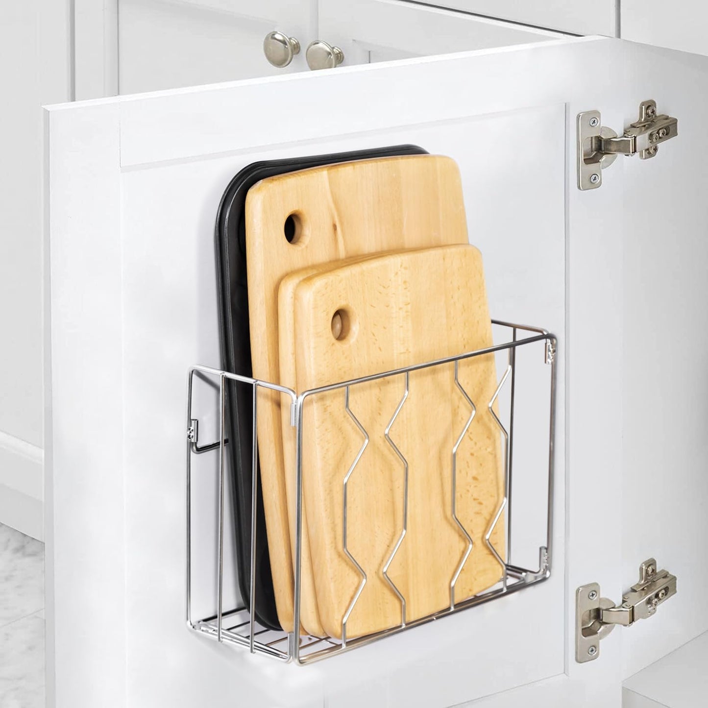 Wall Mount Kitchen Wrap Organizer Rack, Cabinet Storage Basket, Aluminum Foil Rack