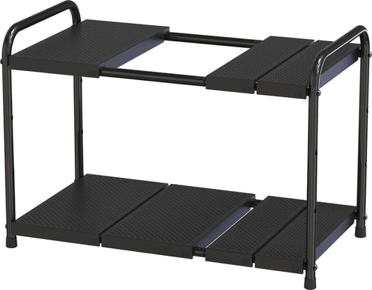Under Sink 2 Tier Expandable Shelf Organizer, Black