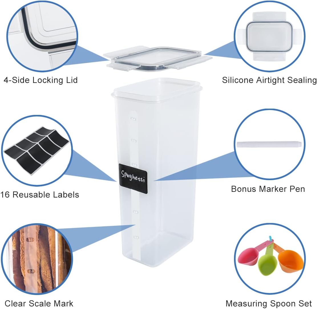 Airtight Food Storage Containers with Lids, Clear Pantry Canister Set for Kitchen Organization