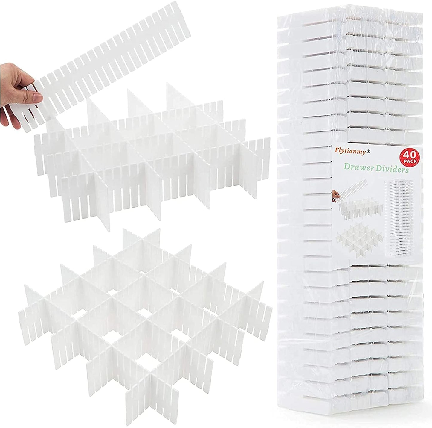 40Pcs Drawer Dividers, Adjustable Drawer Organizer for Socks, Underwear, Makeup