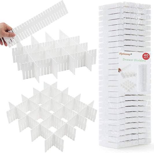 40Pcs Drawer Dividers, Adjustable Drawer Organizer for Socks, Underwear, Makeup
