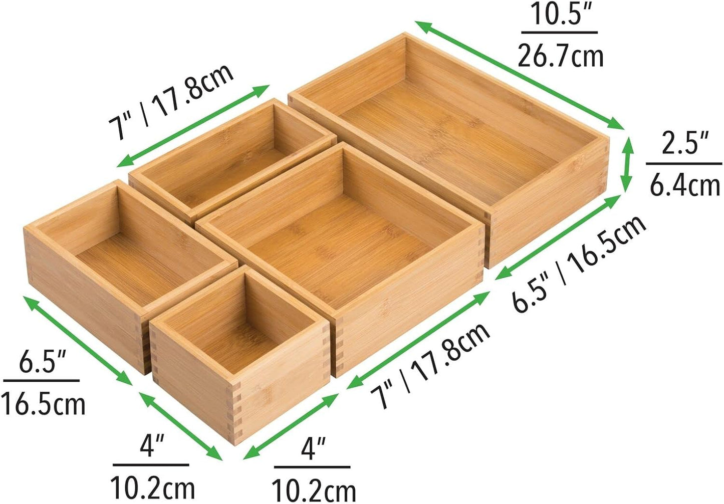 Bamboo Wood Kitchen Cabinet Drawer Organizer Tray Bins - Multipurpose - Use in Drawers