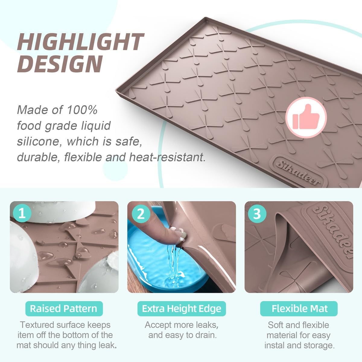 Silicone Under Sink Mats for Kitchen Waterproof 34" x 22"