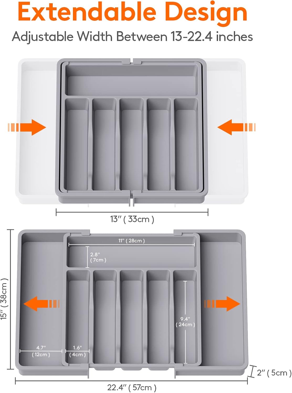 Silverware Drawer Organizer, Expandable Utensil Tray for Kitchen