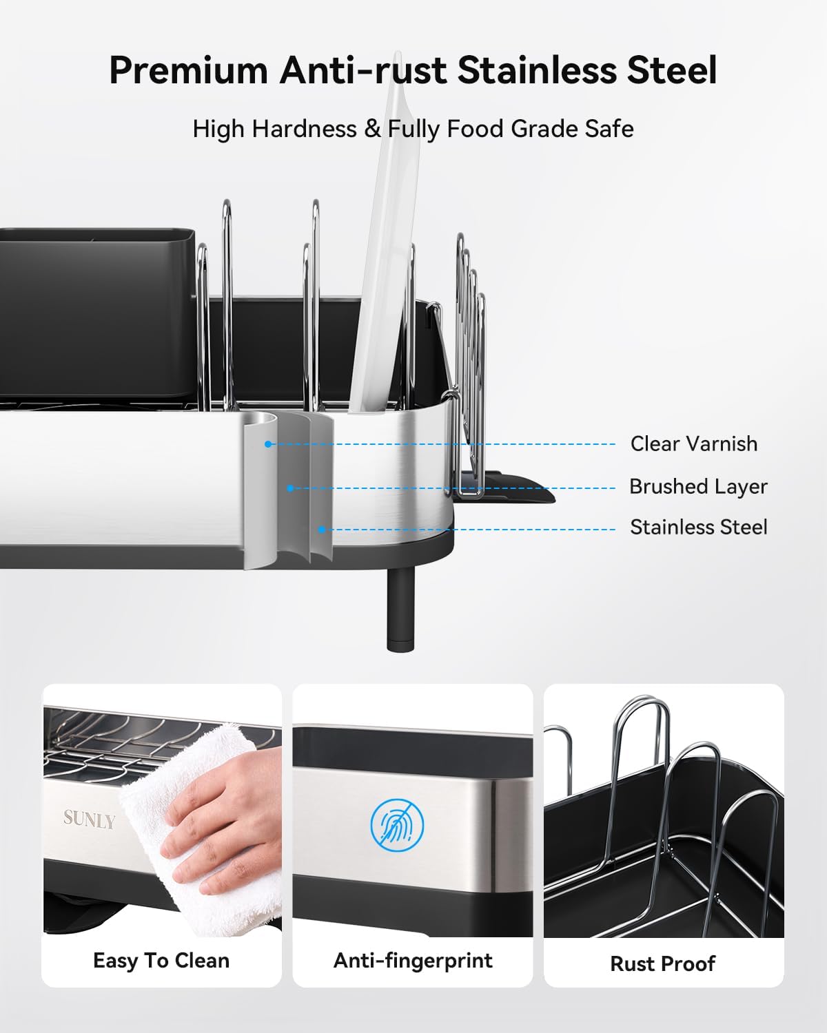 Expandable Dish Drying Rack, Versatile Brackets for Pots & Pans, Space Saving Kitchen Drying Rack