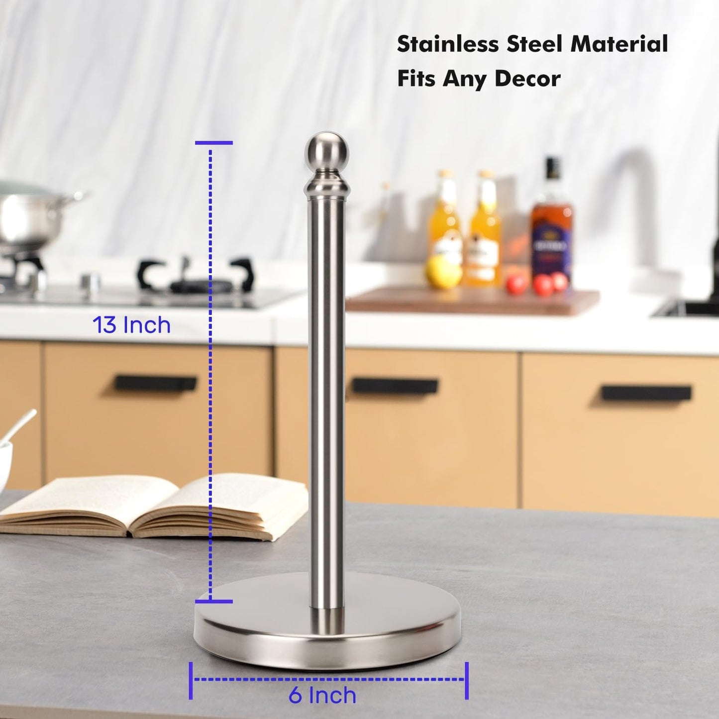 Paper Towel Holder Countertop, Standing Paper Towel Roll Holder for Kitchen Bathroom