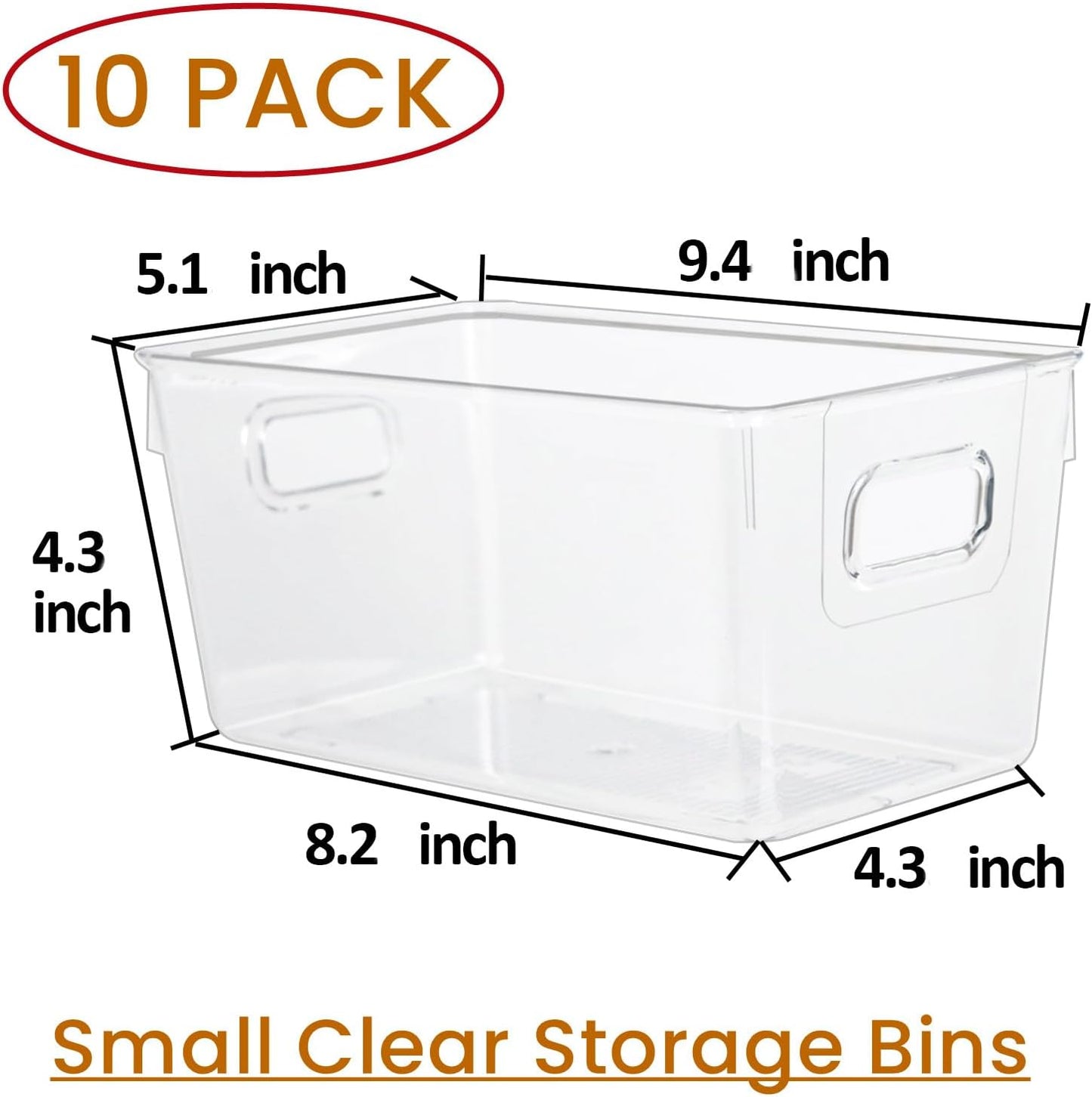 10 PACK Clear Storage Bins Clear Storage Containers for Kitchen Pantry Organization