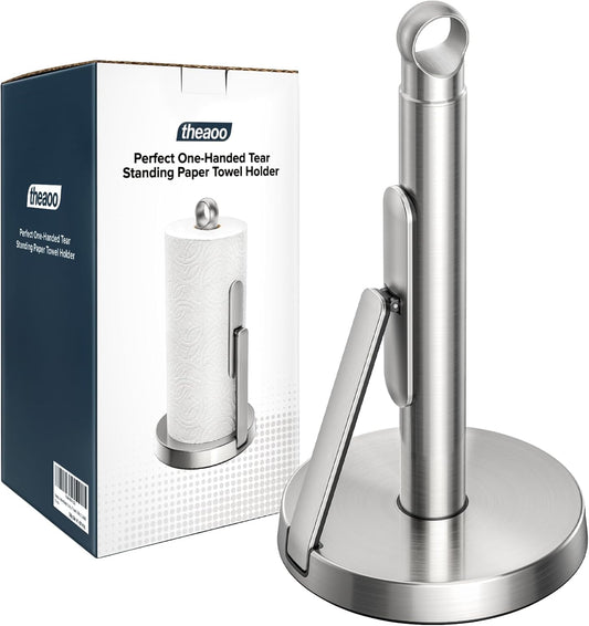 Heavy-Duty Stainless Steel Paper Towel Holder with Tension Arm – Easy One-Handed Tear