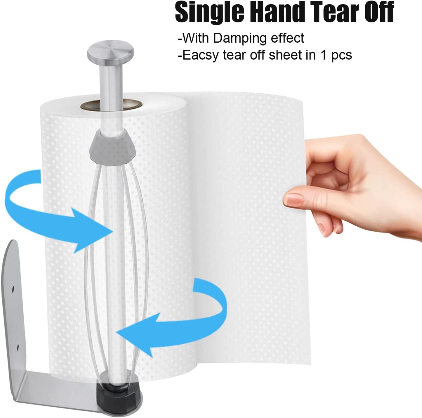 2 Pack Paper Towel Holder, Easy Tear with Damping Function