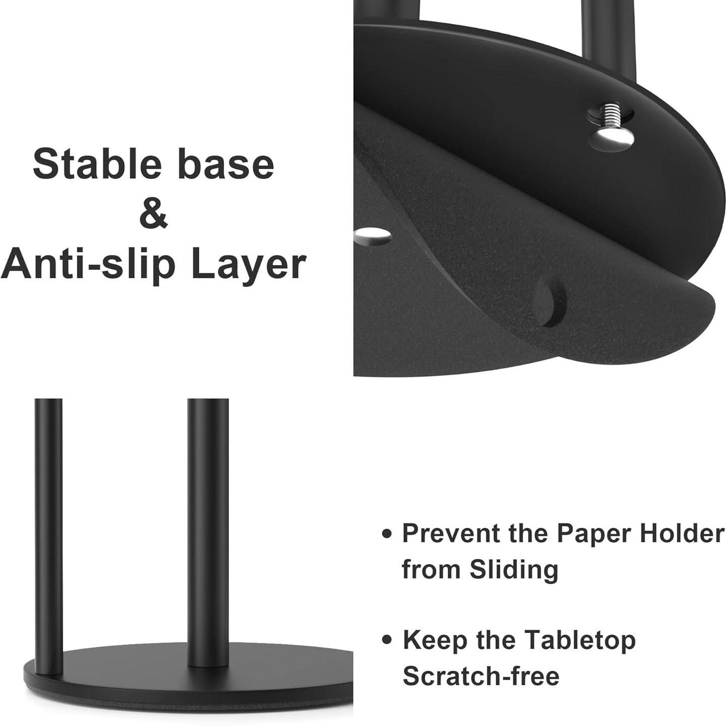 Paper Towel Holder Black, Premium Stainless Steel Kitchen Roll Dispenser