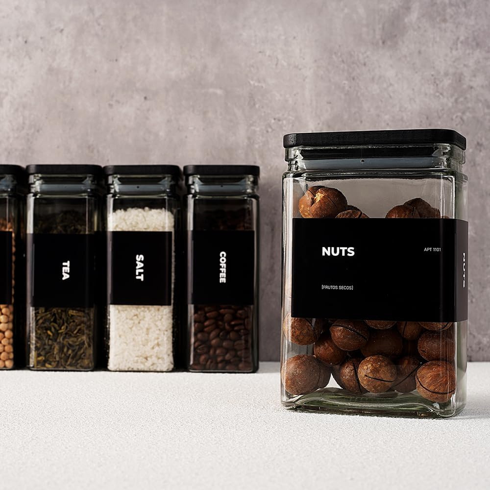 Glass Storage Jars with Bamboo Lid, glass canisters with airtight lids