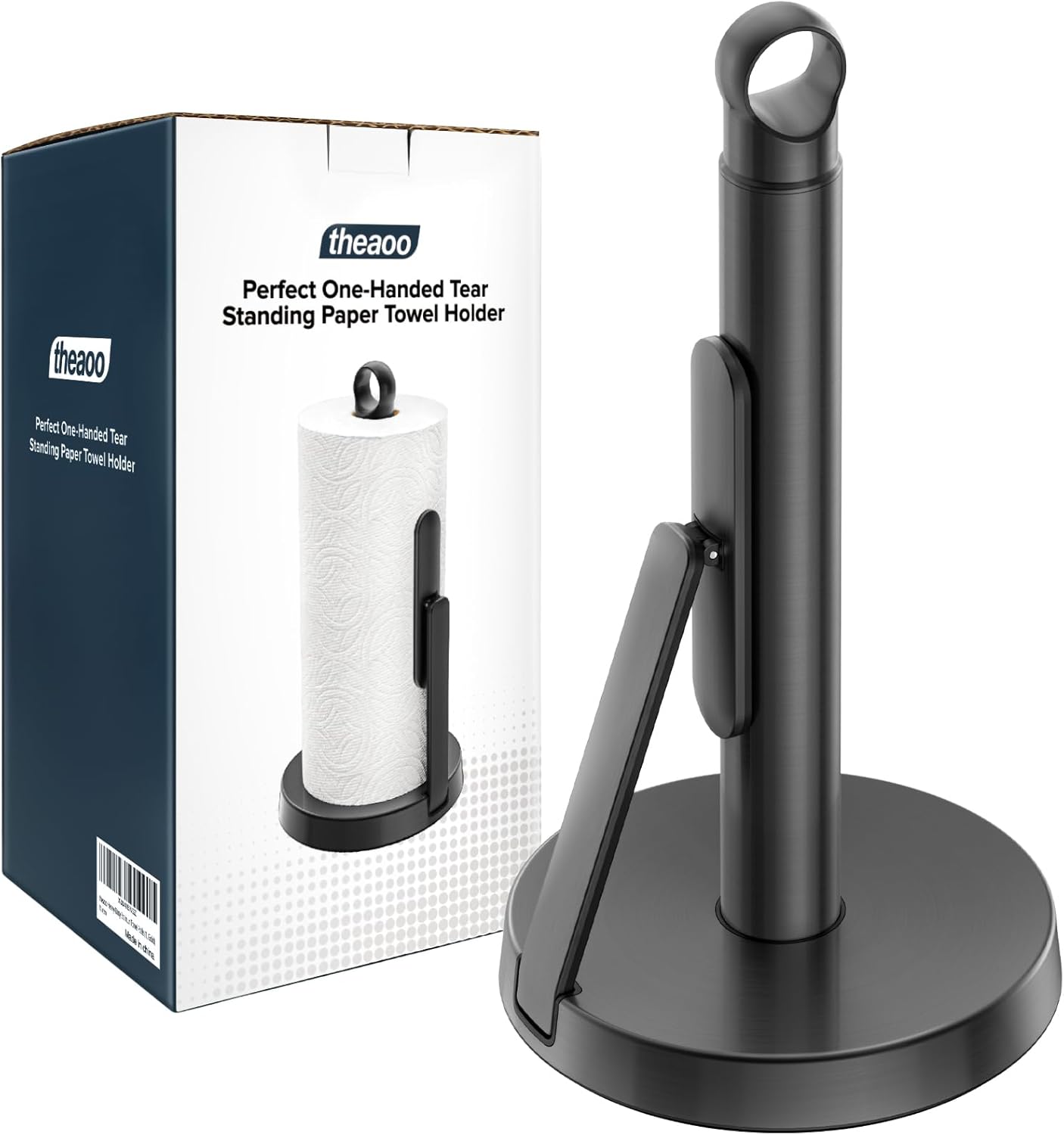 Heavy-Duty Stainless Steel Paper Towel Holder with Tension Arm – Easy One-Handed Tear