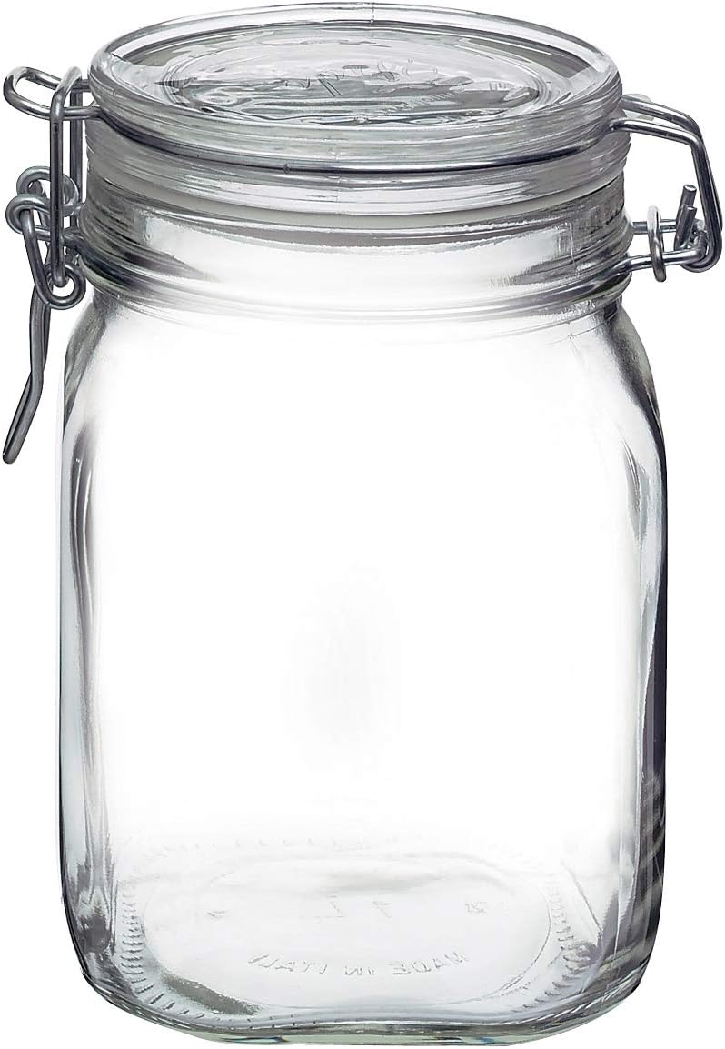 Clear Glass Storage Jars: Airtight Hinged Lid With Leak Proof Gasket