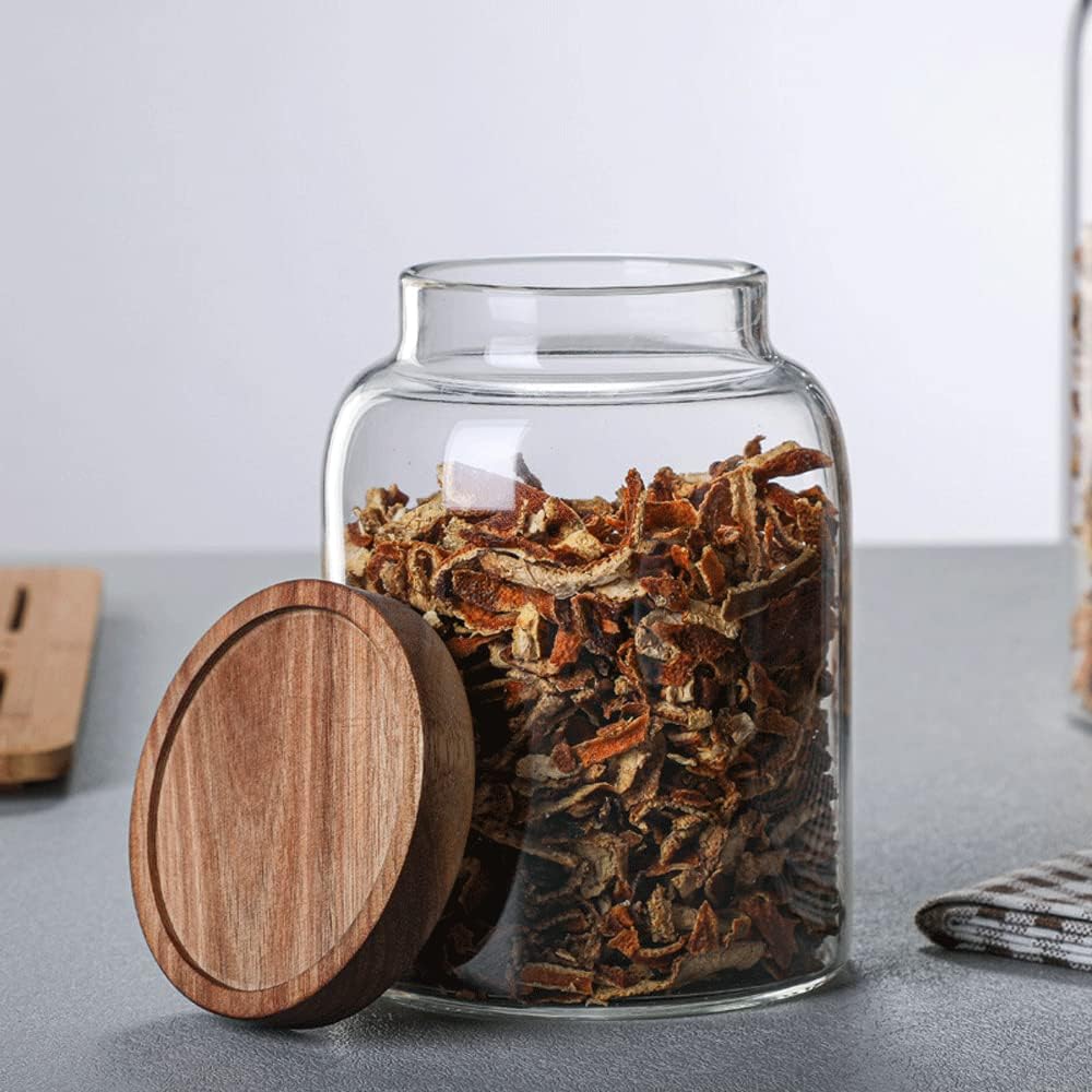 Large Glass Jars with Airtight Wooden Lid, Food Storage Glass Canister