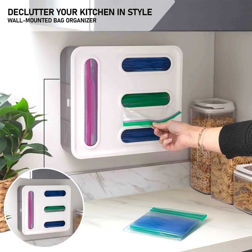 Food Storage Bag Organizer, 4 in 1 Plastic Bag Organizers for Kitchen Storage