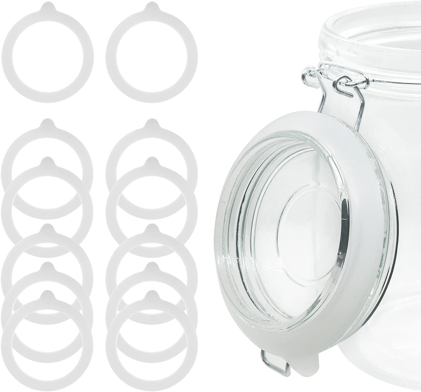12 Pieces Rubber Seals Rings for Glass Jars, Airtight Silicone Replacement Gasket