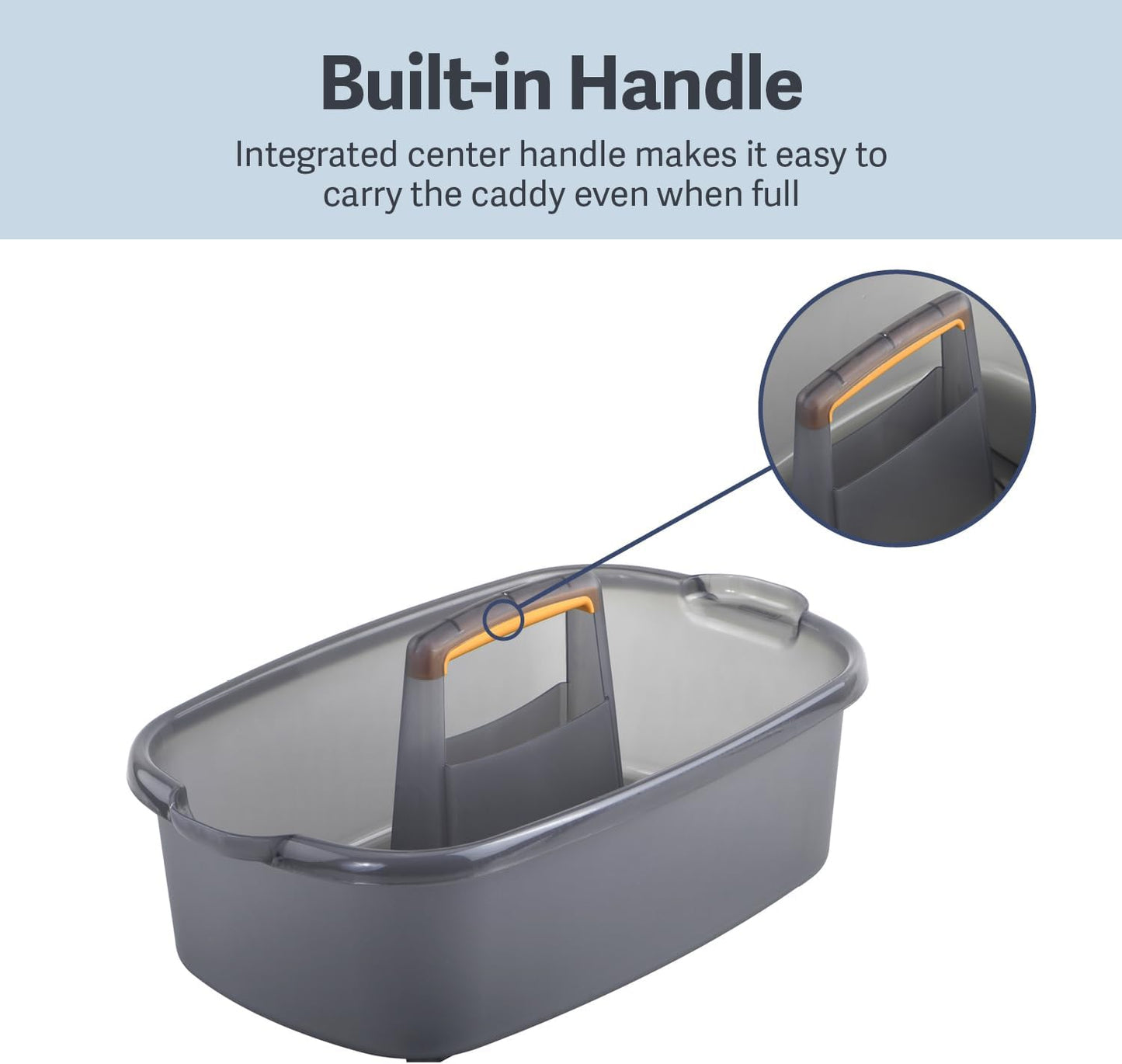 Cleaning Storage Caddy with Handle Plastic Multipurpose Organizer, Rectangle, 1.85-Gallon, Gray