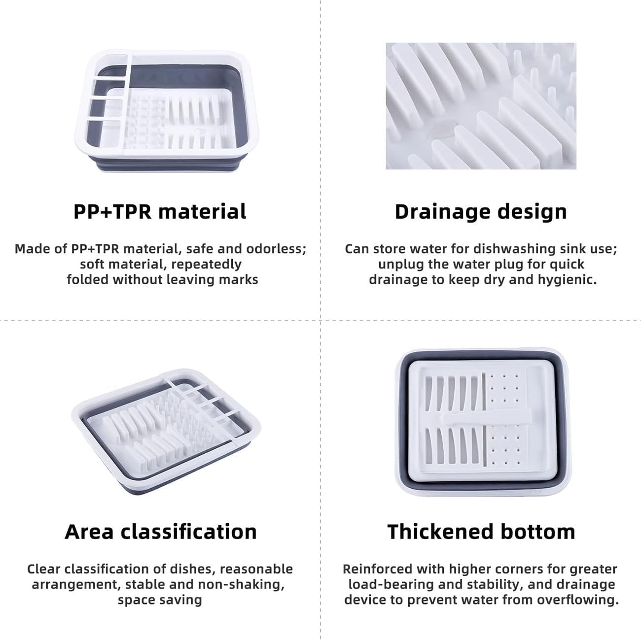 Collapsible Dish Drying Rack for RV Kitchen, Foldable Drainer Organizer for Kitchen Countertop