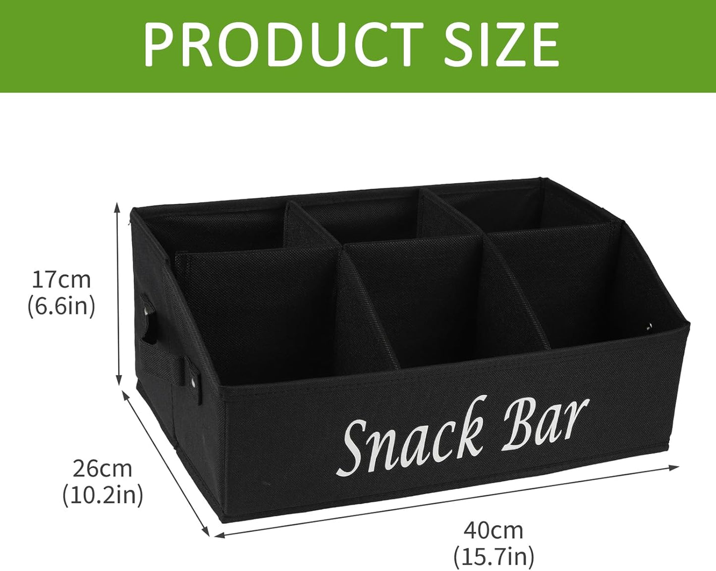 Snack Organizer for Countertop, Trapezoid Fabric Snack Bin Holder with Side Handles