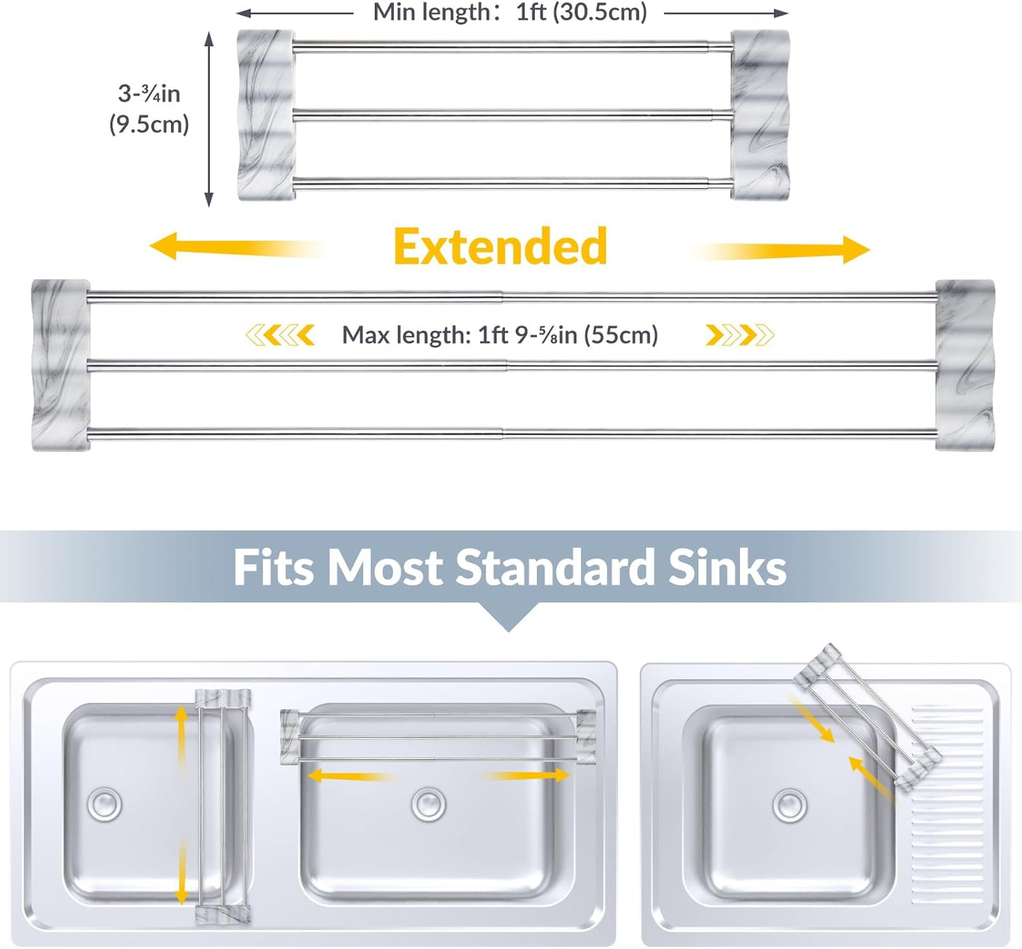 Adjustable Over-The-Sink Kitchen Rack for Dishcloths, Sponges
