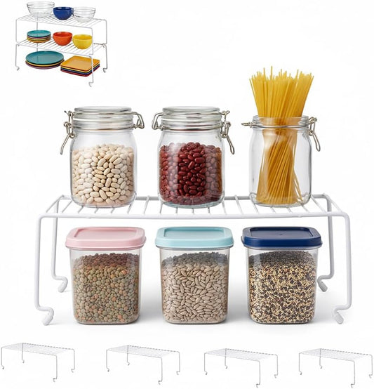 4-piece Kitchen Cabinet Storage Rack - Large Stackable Wire Rack for Pantry