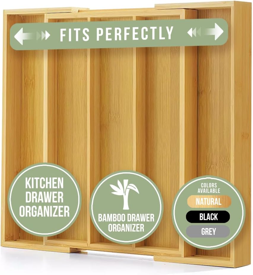 Kitchen Drawer Organizer - Expandable Utensil Drawer Organizer for Kitchen