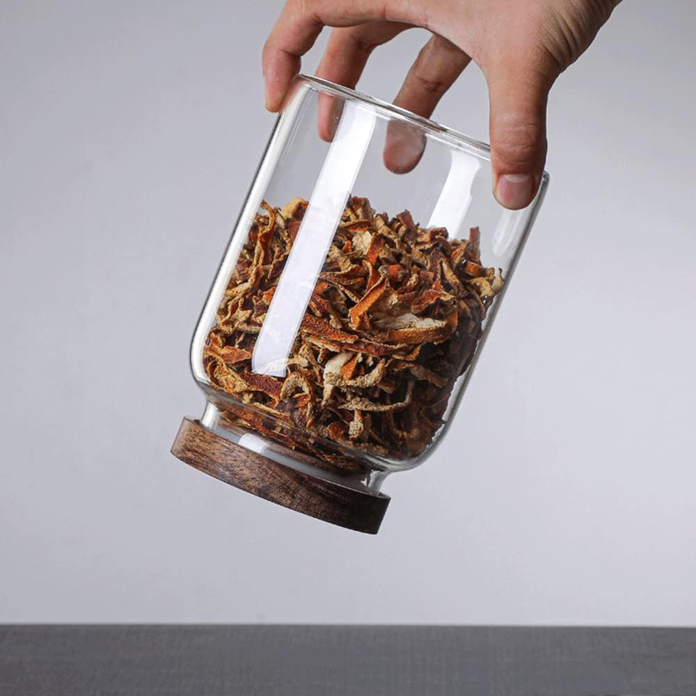 Large Glass Jars with Airtight Wooden Lid, Food Storage Glass Canister