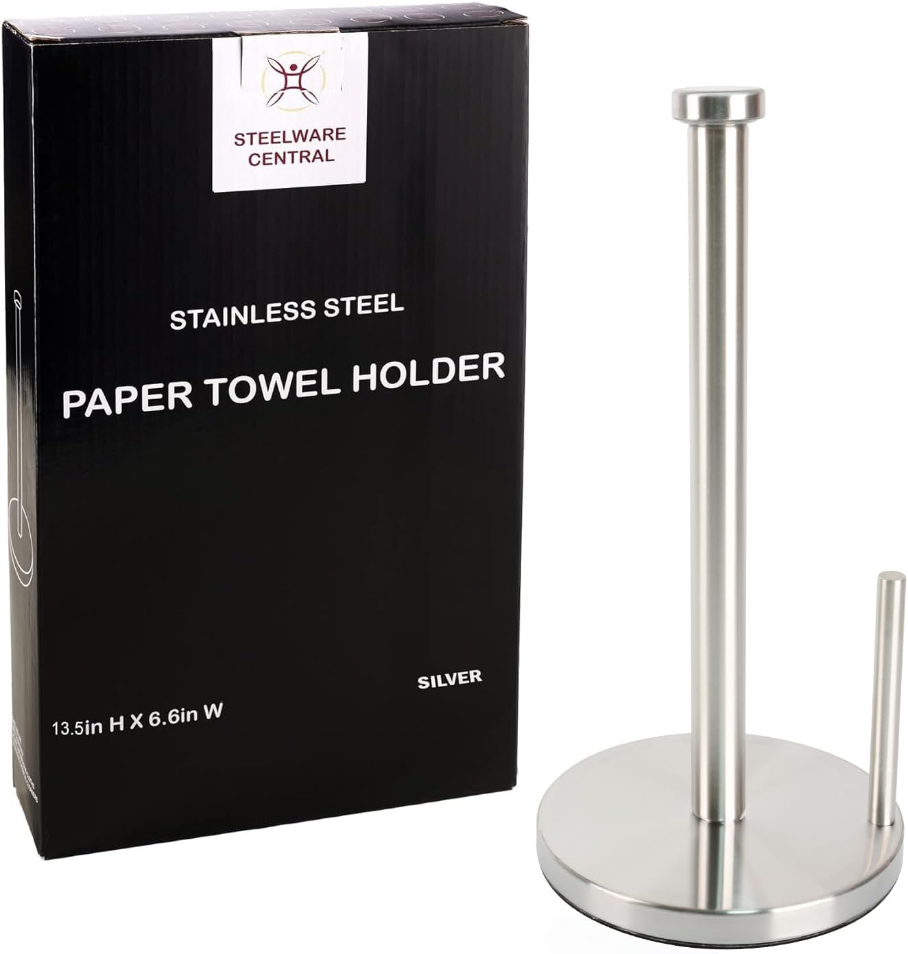 Paper Towel Holder with Side Rod, Stainless Steel