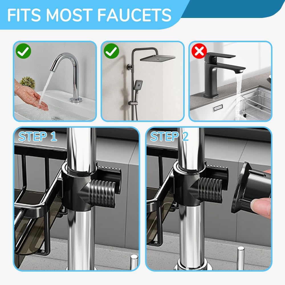 Sink organizer rack for kitchen and bathroom