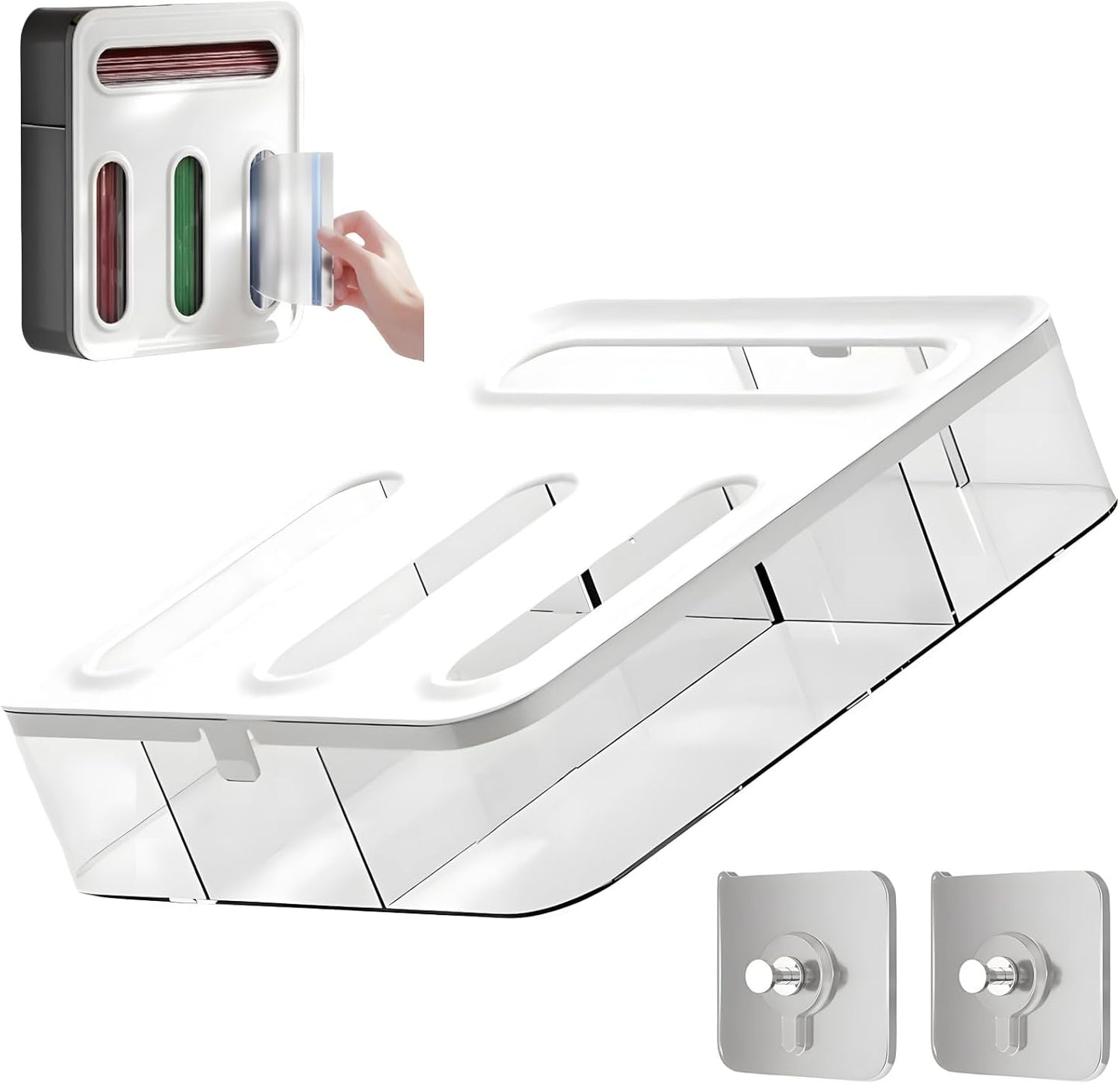 4-in-1 Food Storage Bag Organizer, Kitchen Drawer Plastic Bag Organizer