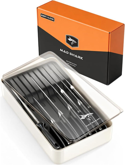 2-in-1 Detachable Knife Block & Silverware Organizer, Drawer Knife Holder for 10 Knives, BPA-Free