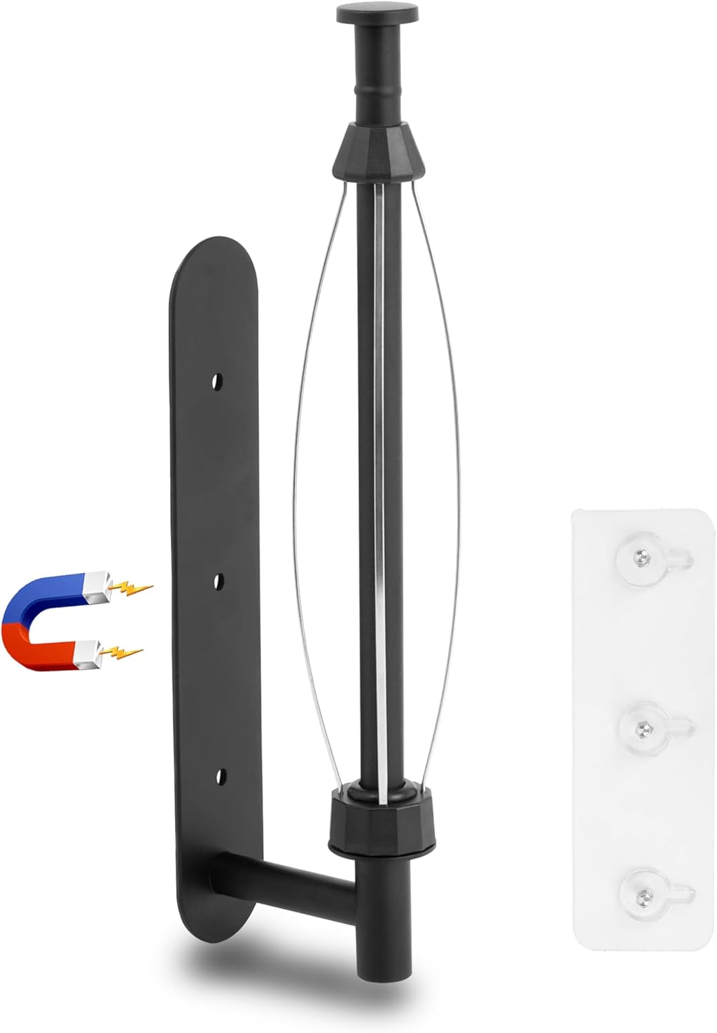 Magnetic Paper Towel Holder, One Hand Operable Paper Towel Holder Wall Mount Self Adhesive and Strong Magnetic Backing for Kitchen Refrigerator Grill RV(Black)