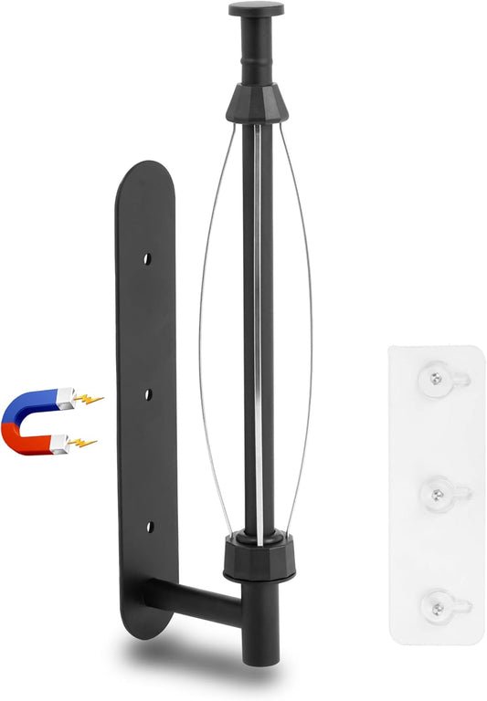 Magnetic Paper Towel Holder, One Hand Operable Paper Towel Holder Wall Mount Self Adhesive and Strong Magnetic Backing for Kitchen Refrigerator Grill RV(Black)