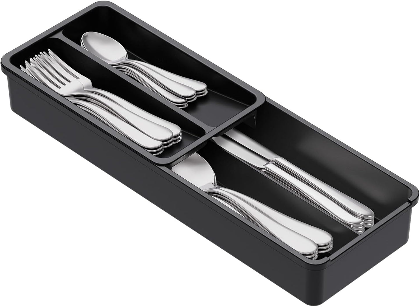Compact Silverware Organizer for Kitchen Drawer, Narrow Flatware Tray Holder