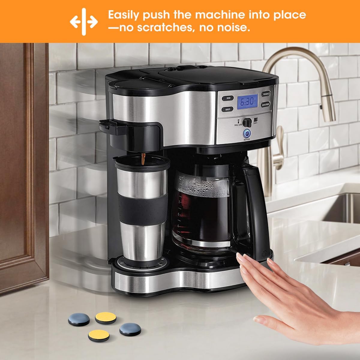 Aieve Appliance Sliders, 16 Pcs Self Adhesive Appliance Slider for Easy Moving & Space Saving, Small Countertop Rollers Kitchen Hacks Mixer Accessories