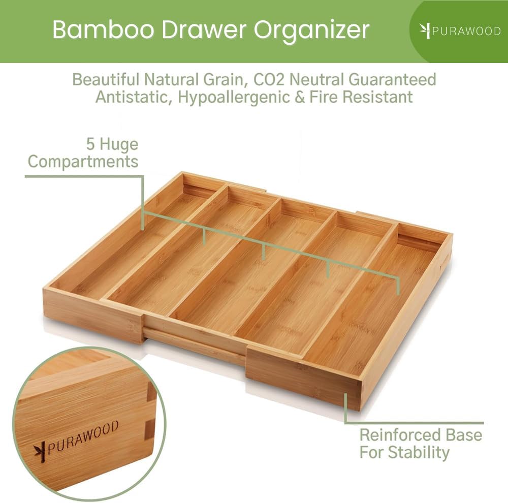 Kitchen Drawer Organizer - Expandable Utensil Drawer Organizer for Kitchen