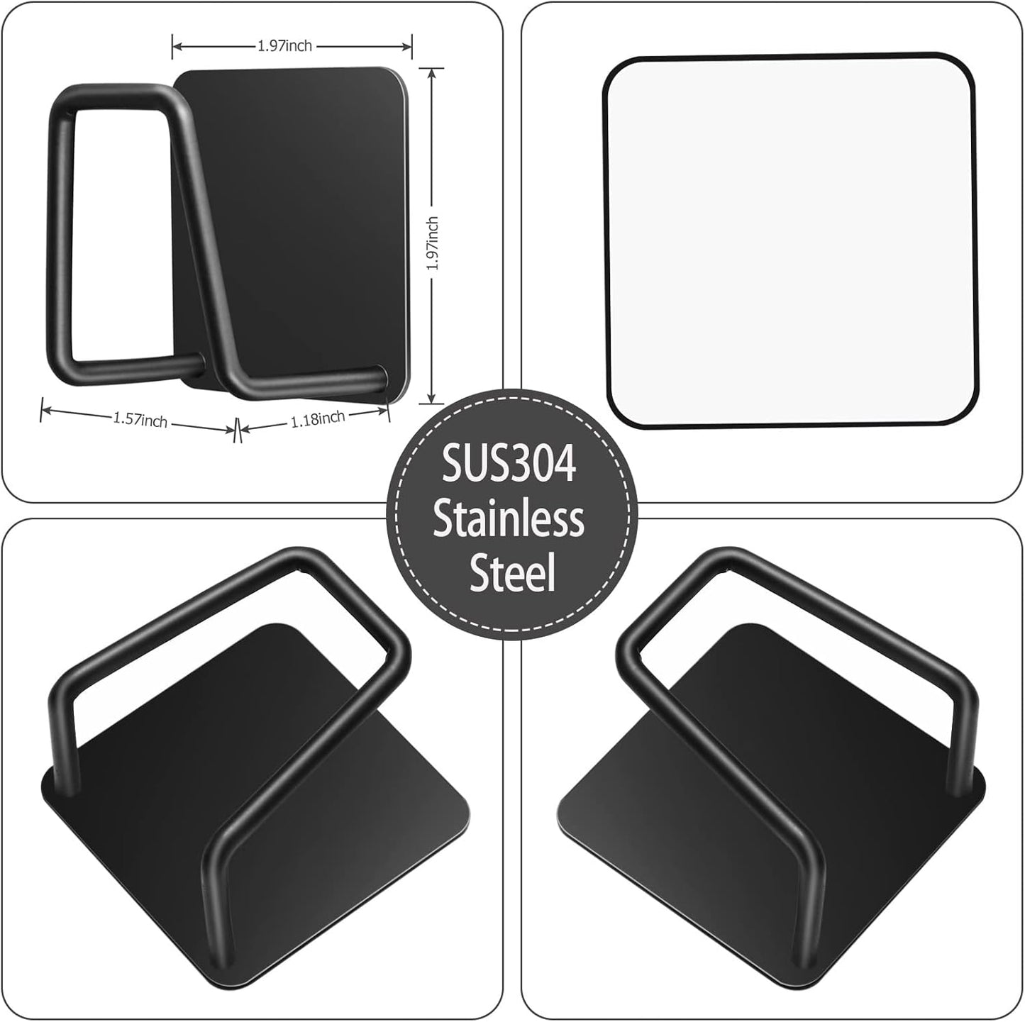 Sponge Holders for Kitchen Sink 2 Packs, Black 304 Multifuctional Stainless Steel Holder