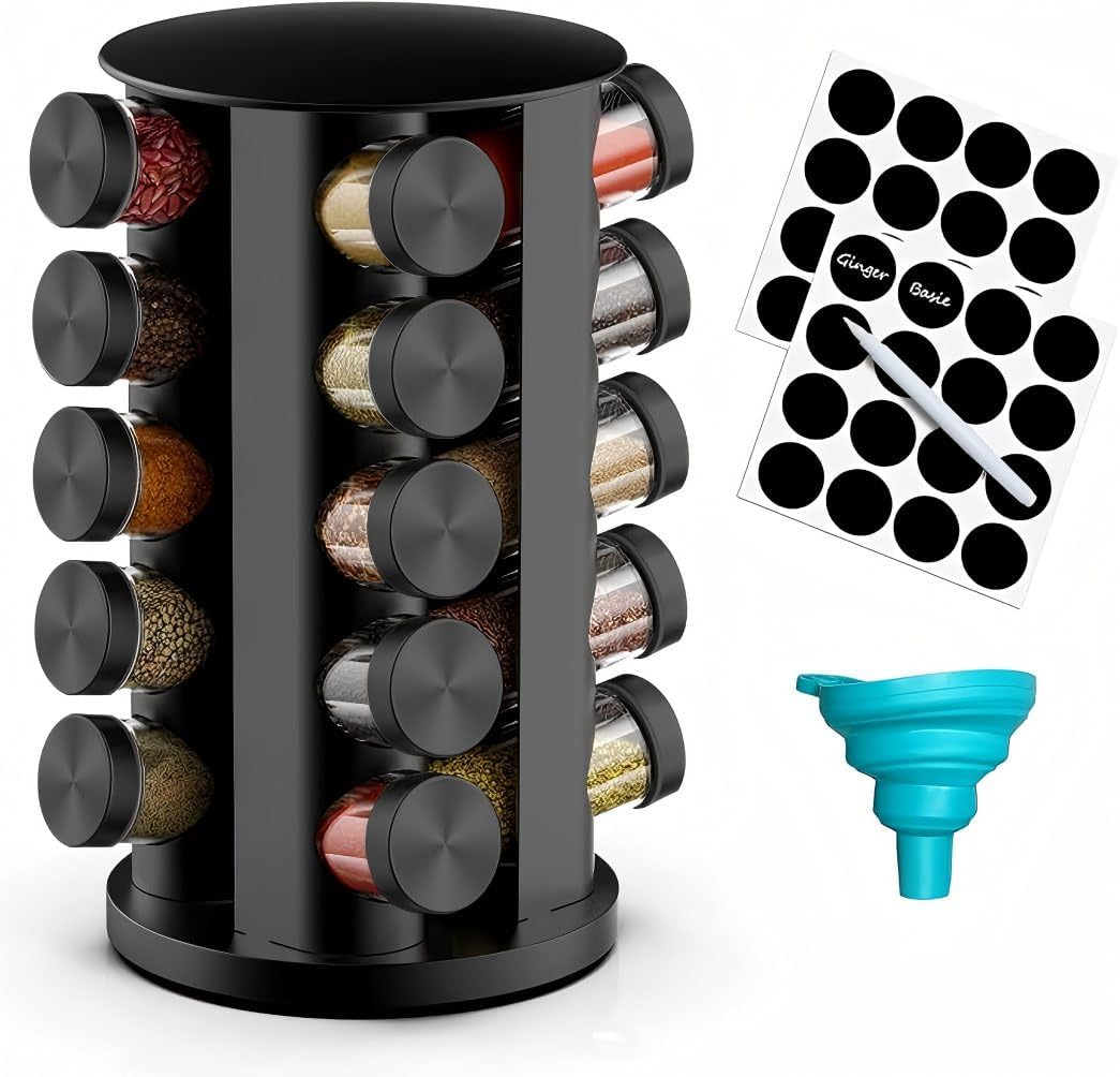 Rotating Spice Rack Organizer for Cabinet, Spice Racks Storage with 20 Jars