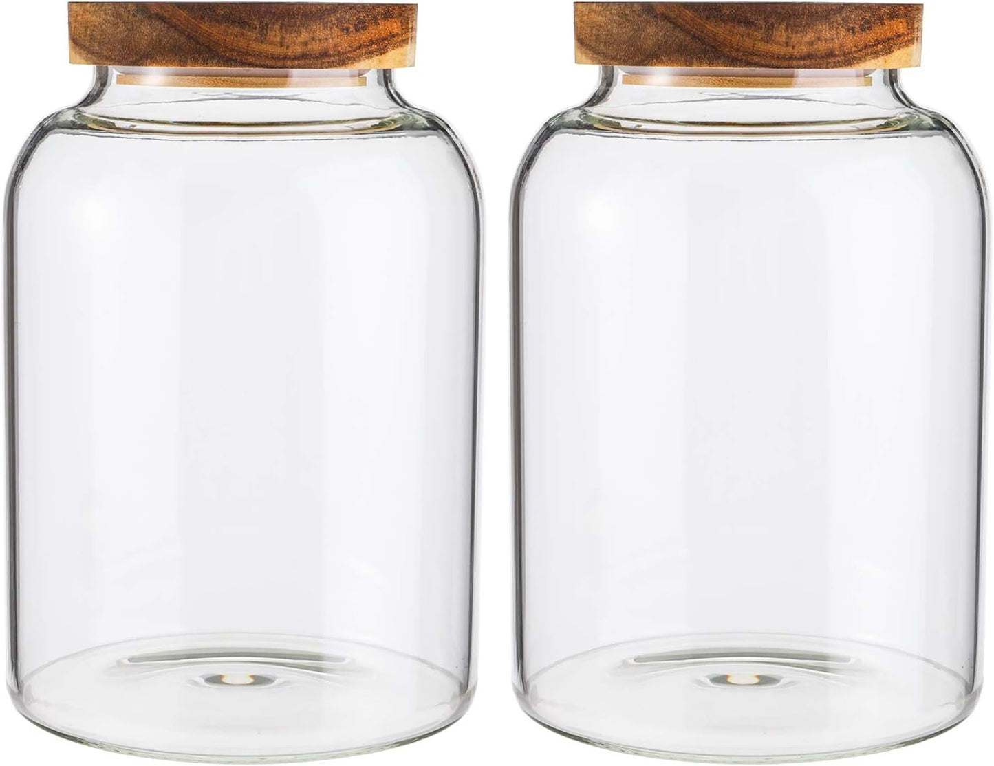 2 Pack Large Glass Food Storage Jar with Airtight Wooden Lid