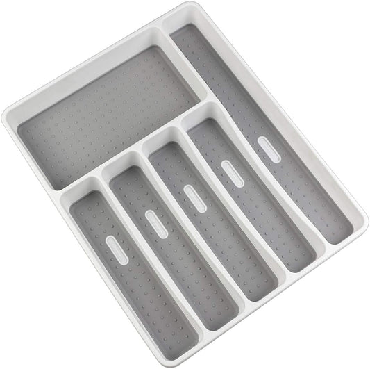 Silverware Organizer Tray for Drawer, 6 Compartment Kitchen Drawer Organizer