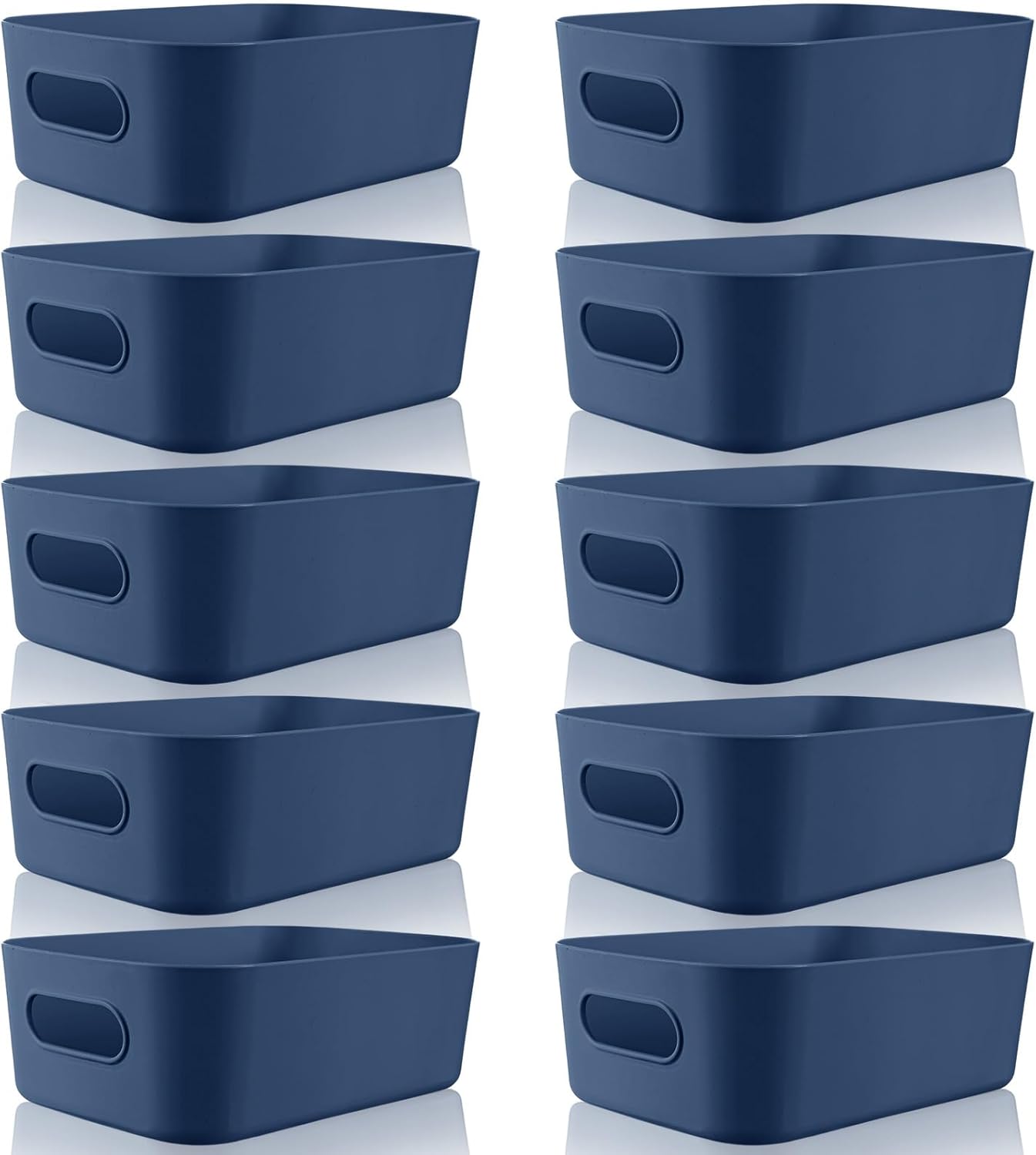 Plastic Storage Bins 10 Pcs Blue Pantry Organizer Bins Small Baskets Storage Containers for Home Kitchen (8 x 5.7 x 3 Inch)
