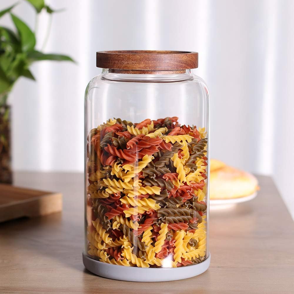 Large Glass Jar with Airtight Lid Set of 2 93 FL OZ(2750ml) glass canister set