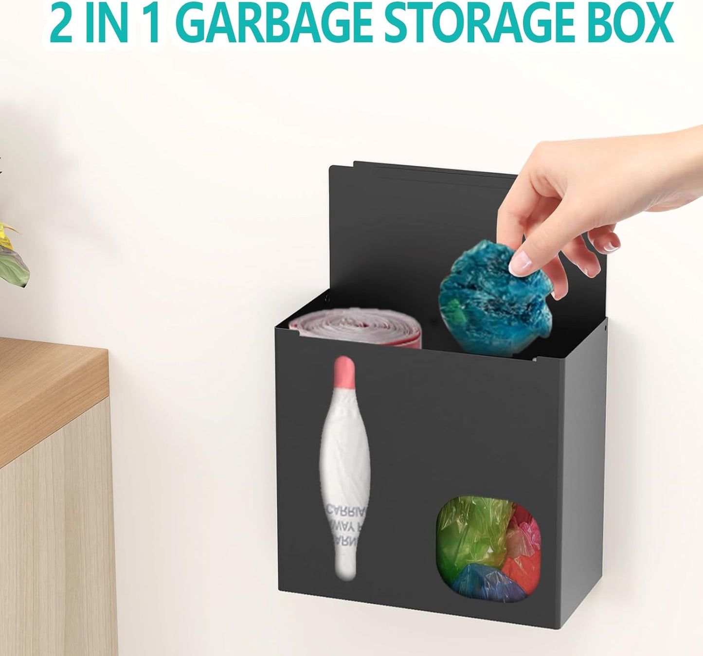 2 in 1 Grocery Bag Holder & Trash Bag Holder Dispenser