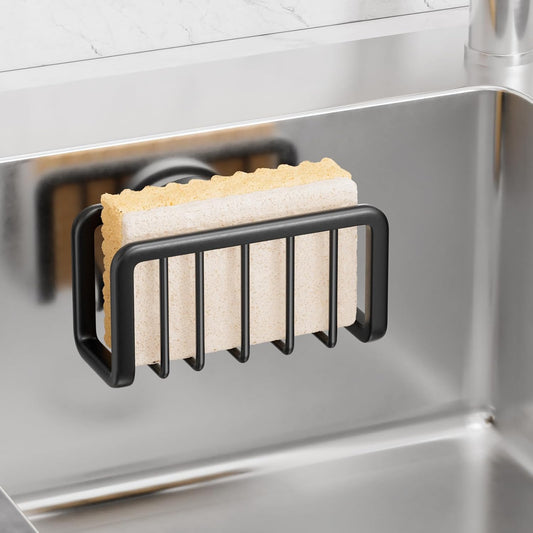 Sponge Holder for Kitchen Sink with Strong Suction Cup, Rustproof Aluminum Sink Caddy