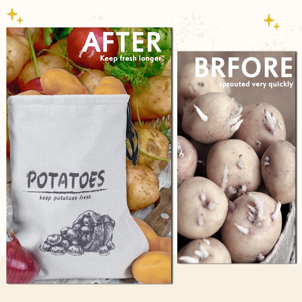 Potato Onion Storage Bag, Reusable Potato and Onion Storage Bag for Pantry